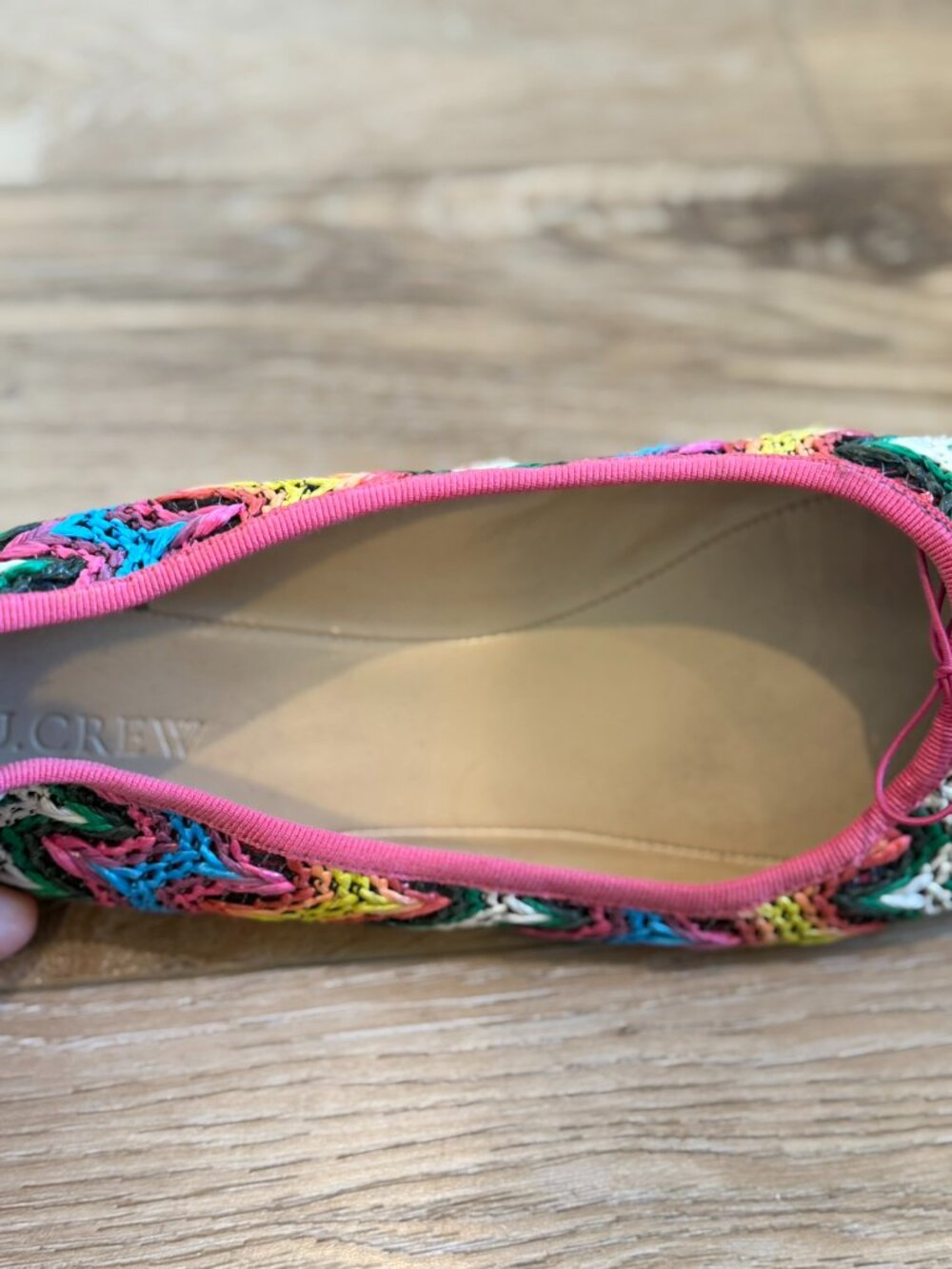 J Crew Evie Ballet Flats in Zig Zag Raffia, Sz 9.5 - Picture 9 of 10